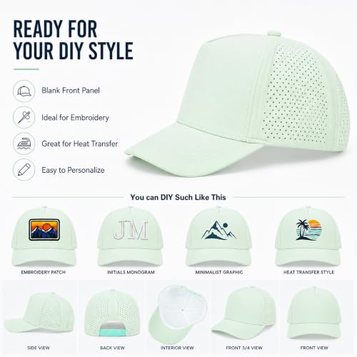 5 Panel Baseball Cap Quick Dry Mesh Snapback Hat for Women Men - color: Aquagreen
