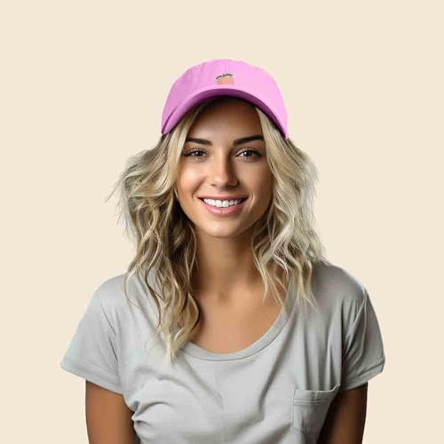 DALIX Peach Embroidered Dad Cap Cotton Baseball Hat Women - color: Light Pink