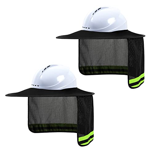 Hard Hat Sun Shade, High Vis Sun Visor Shade, Full Brim, Black, 2PCS - color: 2 Packs Black