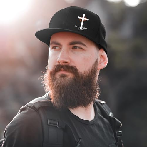 Flat Bill Hats for Men Black Snapback Hats for Men Adjustable Baseball Cap Fitted Cool Hip Hop Hat - color: Thorn Cross