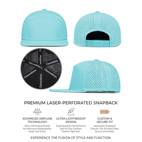 4 Inclusive Sizes Performance Flat Brim Trucker Hat Men Women, 7 Panel Snapback Running - color: 73.sky Blue
