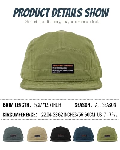 Croogo Short Brim Baseball Cap 5 Panel Flat Brim Hat for Men Street Style - color: Dy09-green