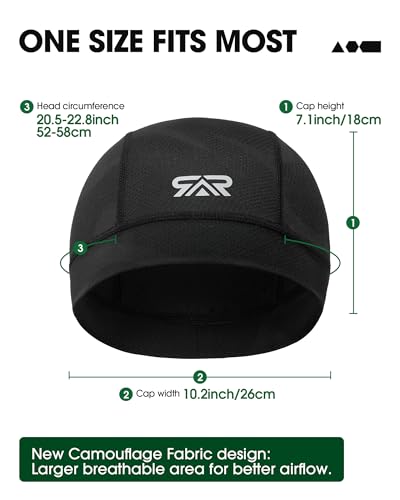SUNMECI 2Pcs Camo Breathable Mesh Helmet Liner Skull Cap Cooling Cycling Moisture‑Wicking Hard Hat for Men Women - color: Black&black
