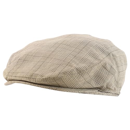 Trendy Apparel Shop Plaid Checker Patterend Newsboy Ivy Flat Cap - color: Beige, size: Small