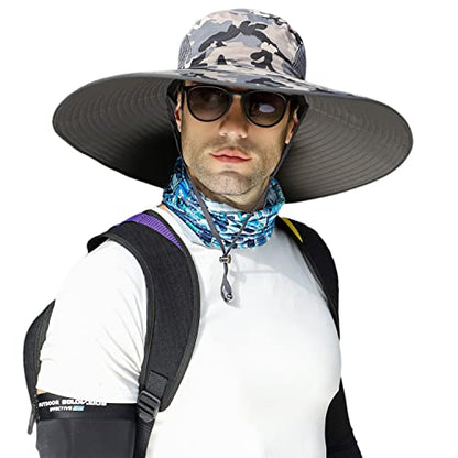 HUAMULAN Men Women 6" Wide Brim Sun Hat Summer Fishing Hats UV Protection - color: Hyp002-micai5