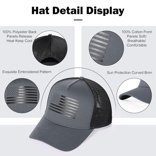 Oversize XXL American Flag Trucker Hat - color: Dark Gray/Black, size: XX-Large
