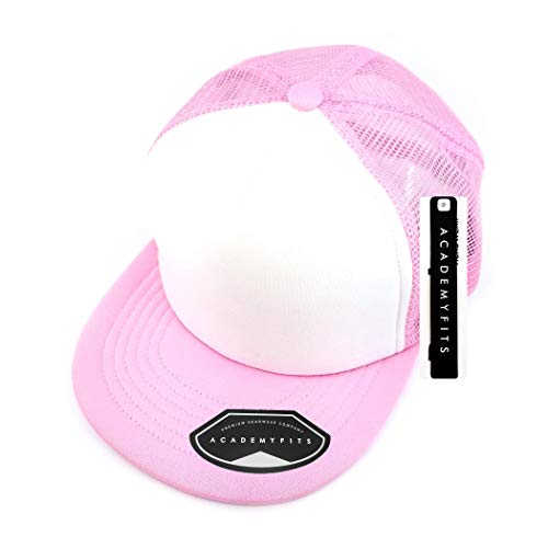 Quality 5 Panel High Crown Trucker Foam Mesh Hat Snapback Men Women Unisex Waterproof Blank Cap #2070 - color: White / Pink