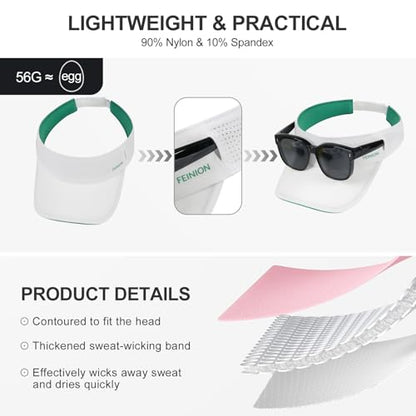 FEINION Women Stretchy Sun Visor with Sunglass Slot Baseball Hat - color: White