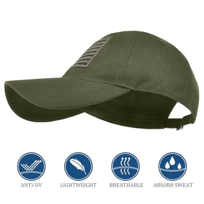 2 Pack American Flag Hats, Patriotic Adjustable Baseball Caps, Low Profile USA Dad Hats for Men Women Daily Wear - color: Black ＆ Army Green