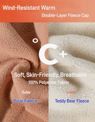 Mens Womens Warm Fleece Beanie Soft Winter Hat with Ear Flaps Windproof Ski Snow Cycling Skull Cap Helmet Liner - color: Pink