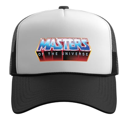 Masters of The Universe Logo Trucker Hat with Adjustable Mesh Back - color: Black/White