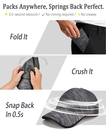 ZOORON Uncrushable Baseball Cap, Seamless Hats with Breathable Air Holes - color: Grey Mix