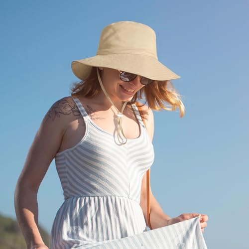 Women Wide Brimmed Sun Hat,Summer Foldable Beach Bucket Hat with UV Protection for Women Young Girls - color: White