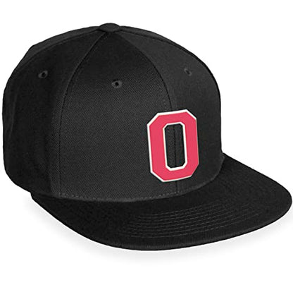 Daxton Classic Snapback White Rose A to Z Letters Flat Bill Visor Cap - color: Black, style: Letter O