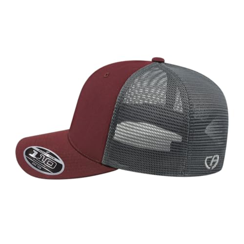 Cap America i8502 Flexfit 110 6-Panel Trucker Cap w/Adjustable Snapback - color: Maroon/Graphite