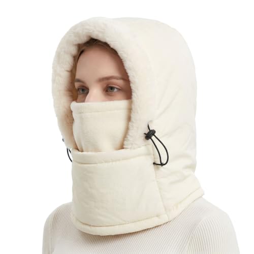 Balaclava Fleece Ski Mask, Windproof Face Cover for Men and Women - color: White