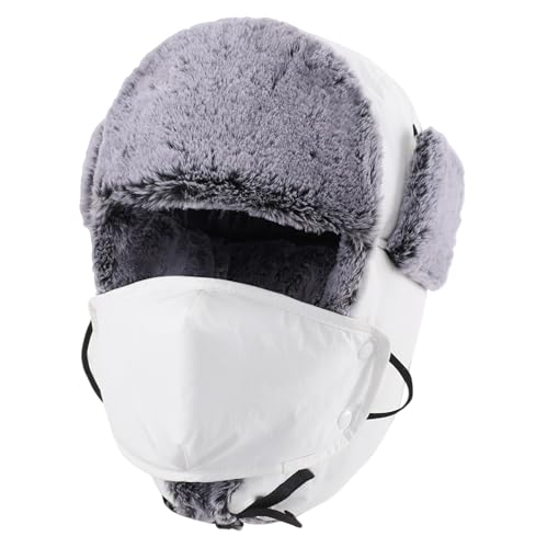 Connectyle Trapper Hat for Men Women Faux Fur Trooper Trapper Winter Hat with Ear Flaps Waterproof Ushanka Hunting Hats - color: White