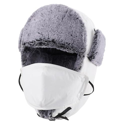 Connectyle Trapper Hat for Men Women Faux Fur Trooper Trapper Winter Hat with Ear Flaps Waterproof Ushanka Hunting Hats - color: White