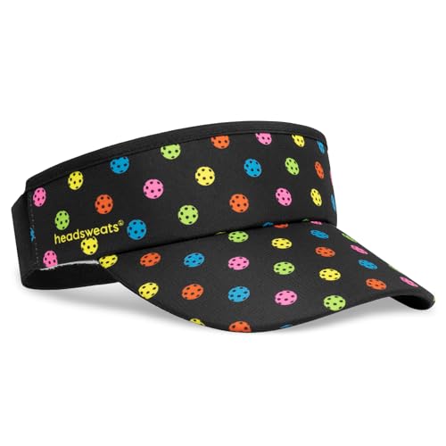 Headsweats Unisex Adult Lightweight Performance Running Sun Visor - color: Black/Neon Pickleball
