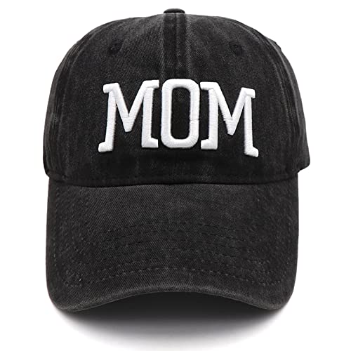 Mom and Dad Hats Fathers Day Mom Dad Gifts Hat Embroidered Adjustable Baseball Caps New Parents Gifts for Couples - color: Black Mom Hat and Black Dad Hat