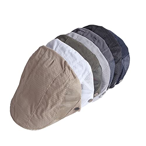 FASHIXD Mens Mesh Flat Caps Light Summer Beret Hat Breathable Newsboy Ivy Cap Cabbie Adjustable - color: Green