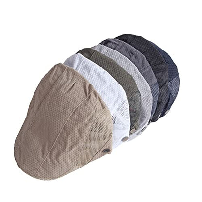 FASHIXD Mens Mesh Flat Caps Light Summer Beret Hat Breathable Newsboy Ivy Cap Cabbie Adjustable - color: Green