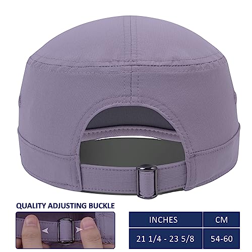 GADIEMKENSD Stretch Army Cap Cadet Military Hats Flat Top Baseball Cap Short Bill Breathable - color: Purple