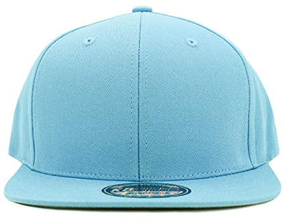 KBETHOS Classic Snapback Hat Blank Cap Underbrim Cotton Wool Blend Flat Visor Adjustable Unisex - color: (4.4) Sky Blue