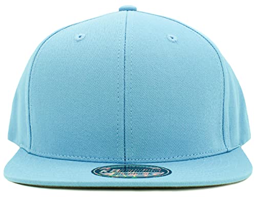 KBETHOS Classic Snapback Hat Blank Cap Underbrim Cotton Wool Blend Flat Visor Adjustable Unisex - color: (4.4) Sky Blue