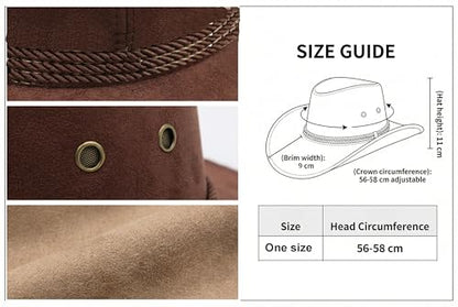 Men's Outback Faux Felt Wide Brim Western Cowboy Hat - color: Beige1