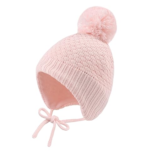 Baby Girl Winter Hats Pompom Infant Boys Beanie Knitted Kid Hat - color: Pink, size: 6-24 Months