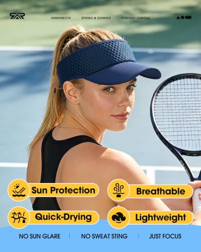 SUNMECI Mesh Breathable Sports Visor - Men Women Adjustable Lightweight Quick Dry Sun Hat for Tennis, Golf, Running - color: Royal Blue