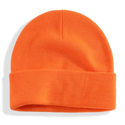 Connectyle Men's Cuffed Beanie Hat Double Layer Knit Winter Watch Cap - color: Orange