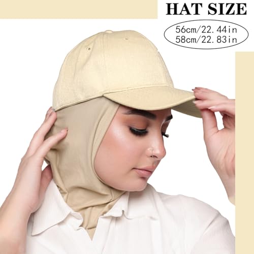 One-Piece Hijab Baseball Cap for Women Quick Dry Sun Hat Outdoor Headscarf - color: Beige