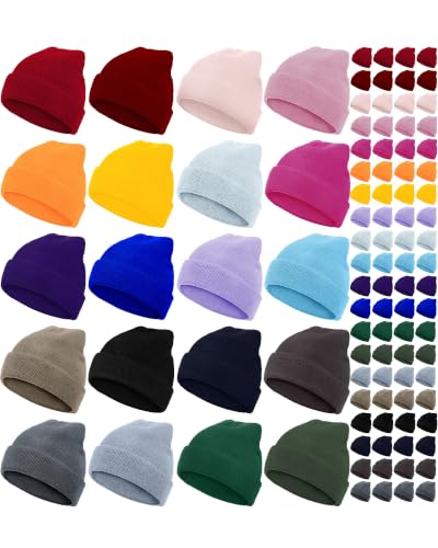 Jecery 80 Pack Winter Beanies Bulk Knit Hats for Men Women - color: Multi Colors