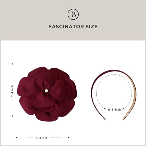 BABEYOND Fascinators Hats for Women Layered Flower Tea Party Derby Hats - color: Wine Red