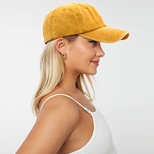 Glamorstar Classic Unisex Baseball Cap Adjustable Washed Dyed Cotton Ball Hat - color: Yellow