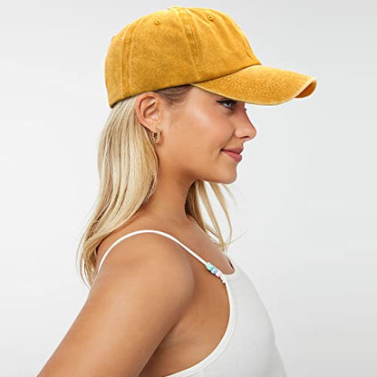 Glamorstar Classic Unisex Baseball Cap Adjustable Washed Dyed Cotton Ball Hat - color: Yellow