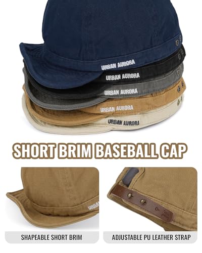 CLAPE Short Brim Hats for Men, Low Profile Soft Cotton Unstructured Dad Hat - color: Dy06-black