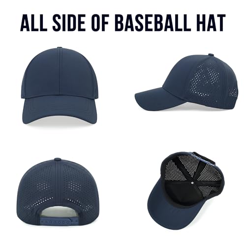 Quick Dry Baseball Cap Curved Brim Snapback Hat Mesh for Men Women - color: Navy