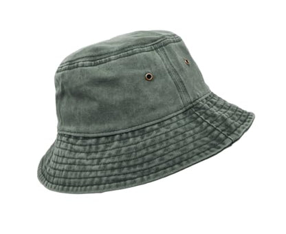 Bucket Hat, Wide Brim Washed Denim Cotton Outdoor Sun Hat Flat Top Cap for Fishing Hiking Beach Sports - color: Army Green