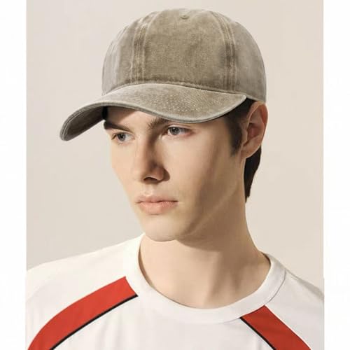 Unisex Washed Cotton Baseball Cap Casual Vintage Dad Hat - color: Khaki