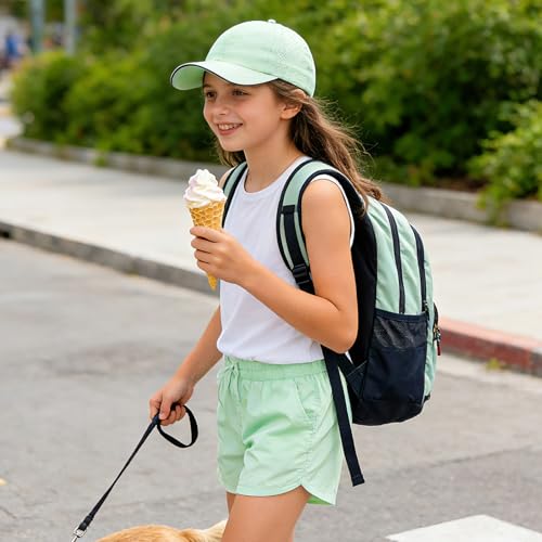 Girls Criss Cross Ponytail Hat Mesh Baseball Cap Kids Quick Dry Ponycap Hats Outdoor Summer Sports Hat Age 7-12 - color: Mint Green