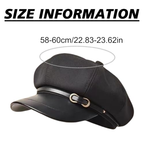 Newsboy Cabbie Baker Hat Octagonal Beret Cap Pageboy Visor Paperboy Hats Sailor Fiddler Caps for Women Men - color: Black
