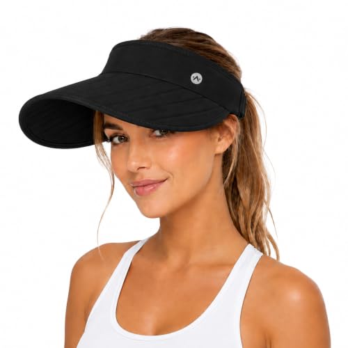 WANDER Wide Brim Sun Visor Hat Foldable Adjustable Outdoor Hat for Women - color: Black