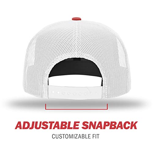 Richardson Unisex 511 Flatbill Trucker Adjustable Snapback Baseball Cap - color: Red/White