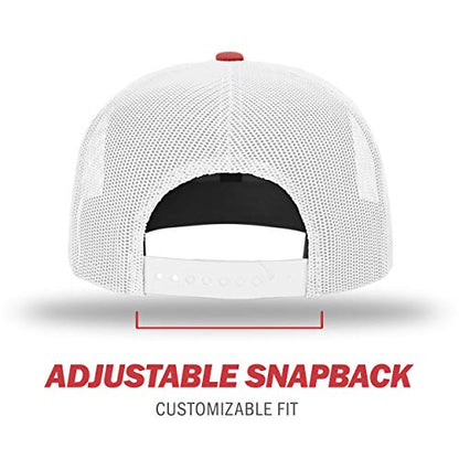 Richardson Unisex 511 Flatbill Trucker Adjustable Snapback Baseball Cap - color: Red/White