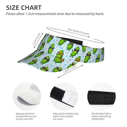 Unisex Sports Sun Visor Hats Adjustable Lightweight Packable Printed Empty Top Cap for Running Pickleball Golf Tennis - color: Funny Sunglasses Pickle
