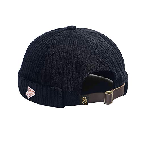 jerague Beanie Hat for Men Women Brimless Cuffed Hat Skullcap Watch Cap Adjustable - color: A2-black