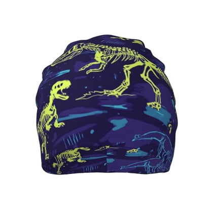Slouchy Beanie Hat Skull Cap Chemo Headwear Baggy Hats for Men Women Running Cycling - color: Dinosaur